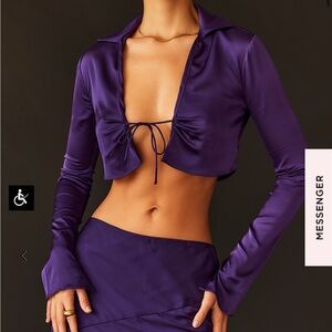 House of CB Grape Satin Blouse